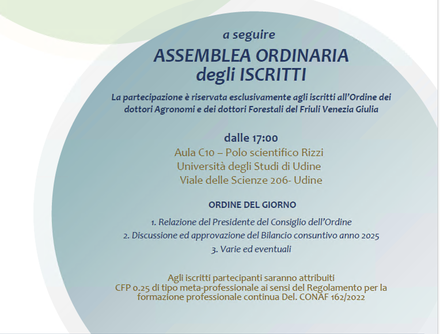 Assemblea Ordinaria degli iscritti